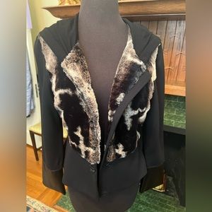 Komarov hooded peplum jacket with ultra-soft faux fur-S